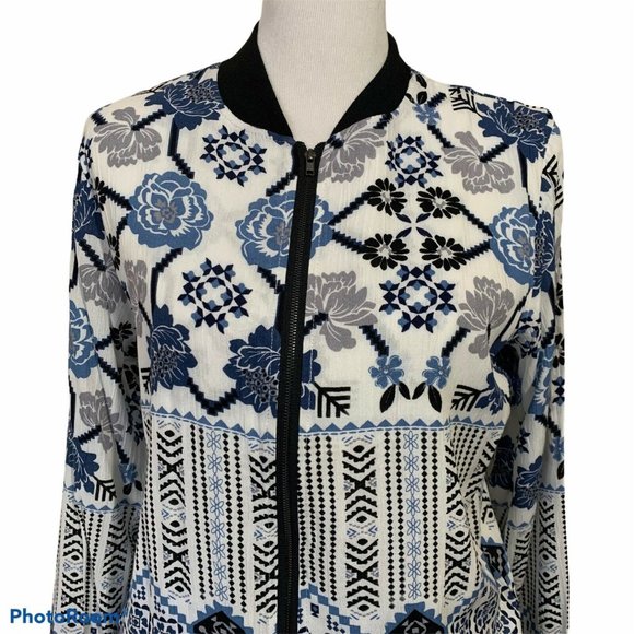 NEW Small Lightweight Zip Front Jacket Blue White - Picture 3 of 8